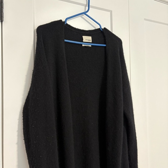 Aritzia Wilfrid Free Cozy Black Open Front Long Cardigan Sweater Size Large - Picture 2 of 11